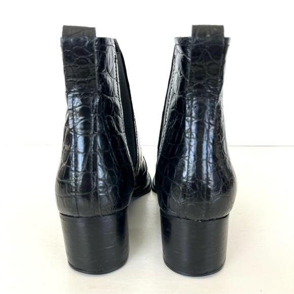 RAG & BONE Walker II Black Croc Embossed Leather Heel Bootie Ankle Boots Sz 41 - Picture 8 of 15